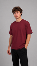 MADE FOR HUMANS oversized cotton t-shirt in Maroon — front view