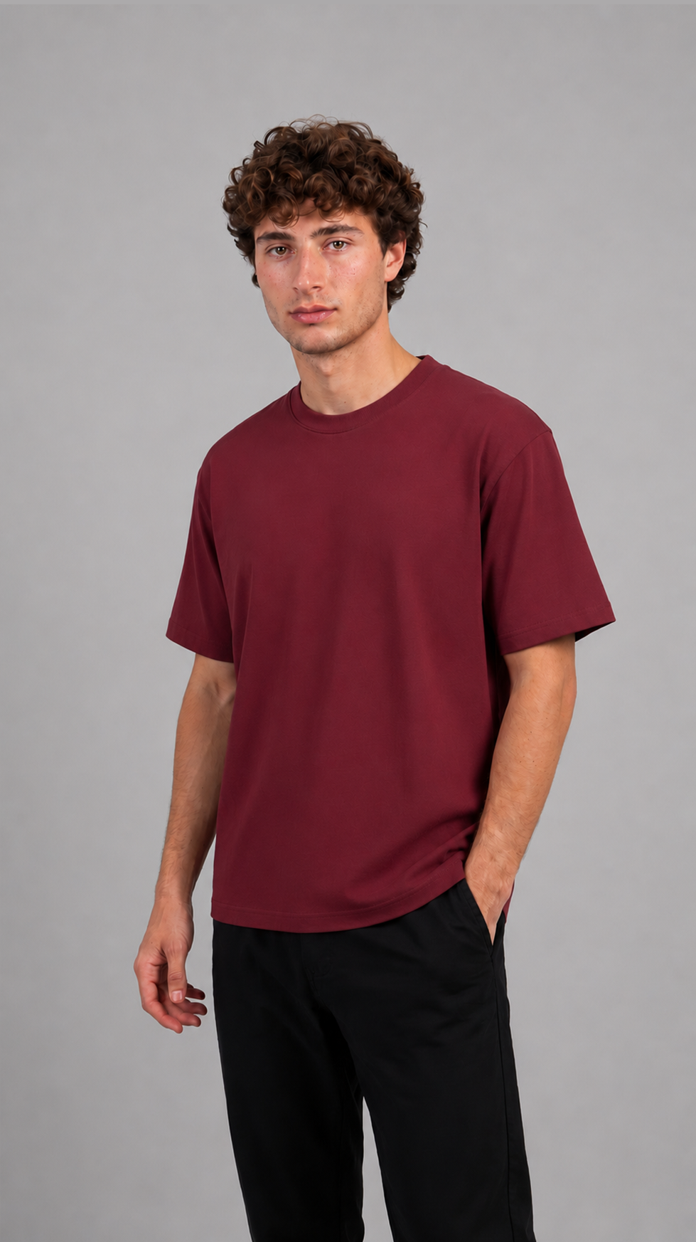 MADE FOR HUMANS oversized cotton t-shirt in Maroon — front view