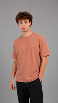 MADE FOR HUMANS oversized cotton t-shirt in Mocha Mousse — front view