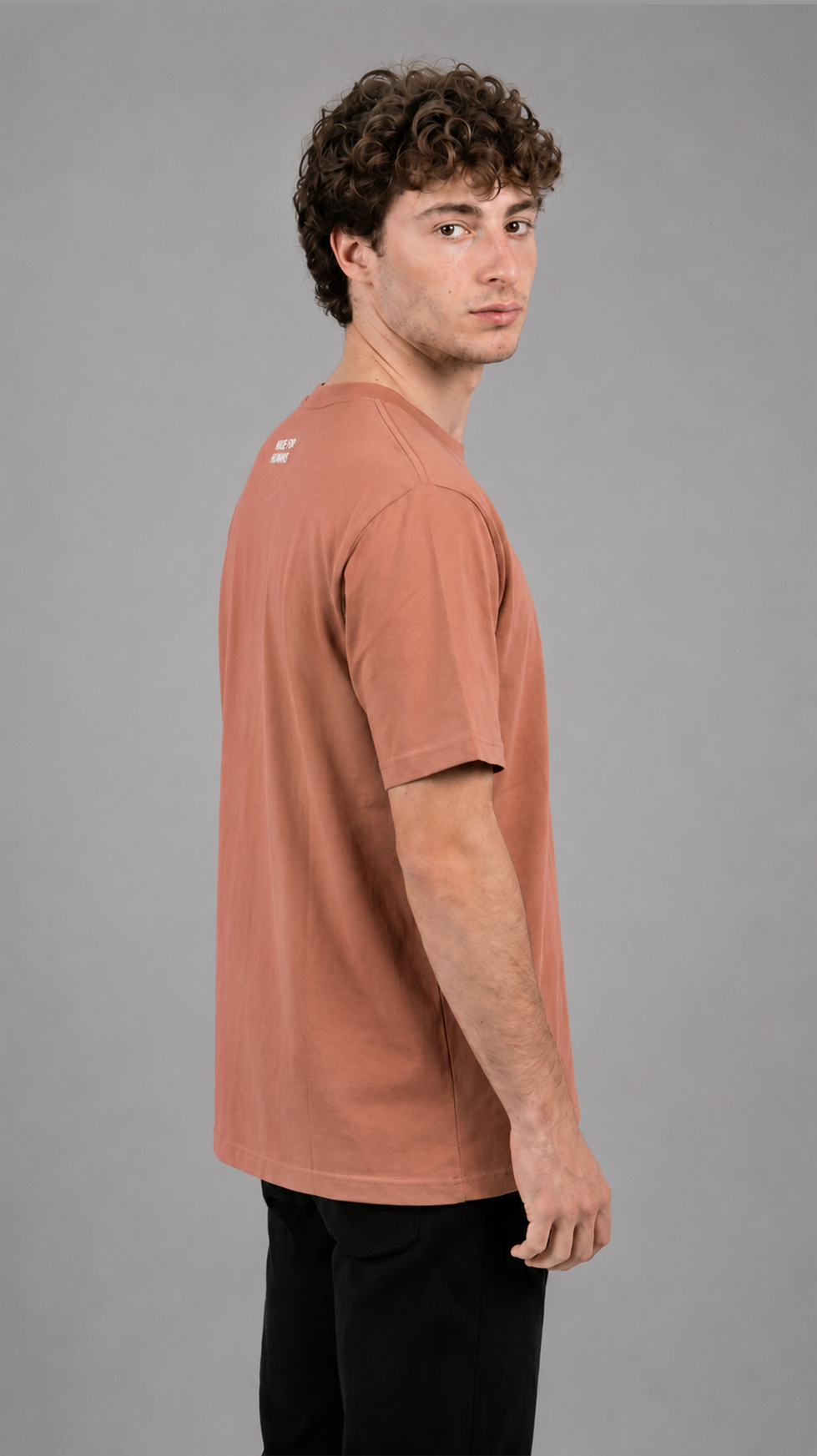 MADE FOR HUMANS oversized cotton t-shirt in Mocha Mousse — back view