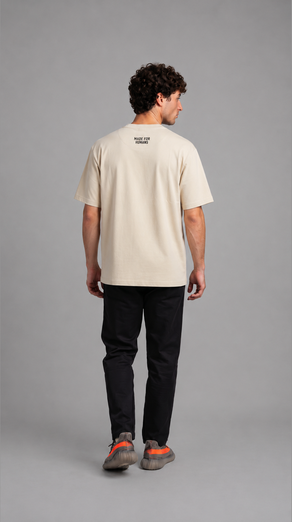 MADE FOR HUMANS oversized cotton t-shirt in Beige — detail view