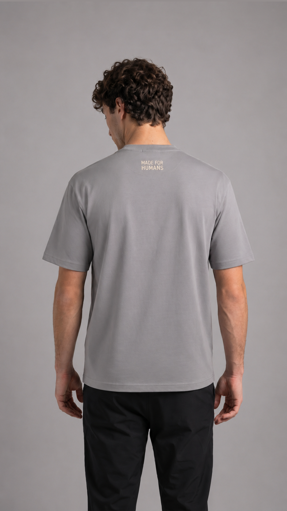 MADE FOR HUMANS oversized cotton t-shirt in Grey — worn, lifestyle shot