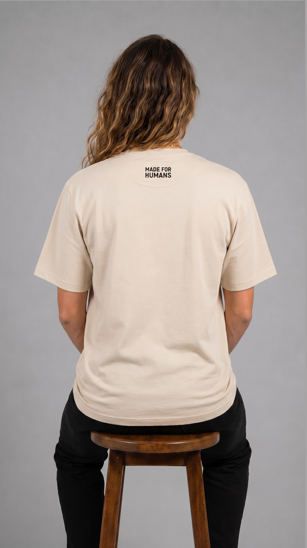 MADE FOR HUMANS oversized cotton t-shirt in Beige — detail view