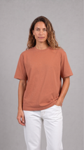 MADE FOR HUMANS oversized cotton t-shirt in Mocha Mousse — front view