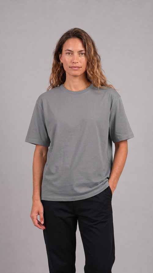 MADE FOR HUMANS oversized cotton t-shirt in Grey — front view