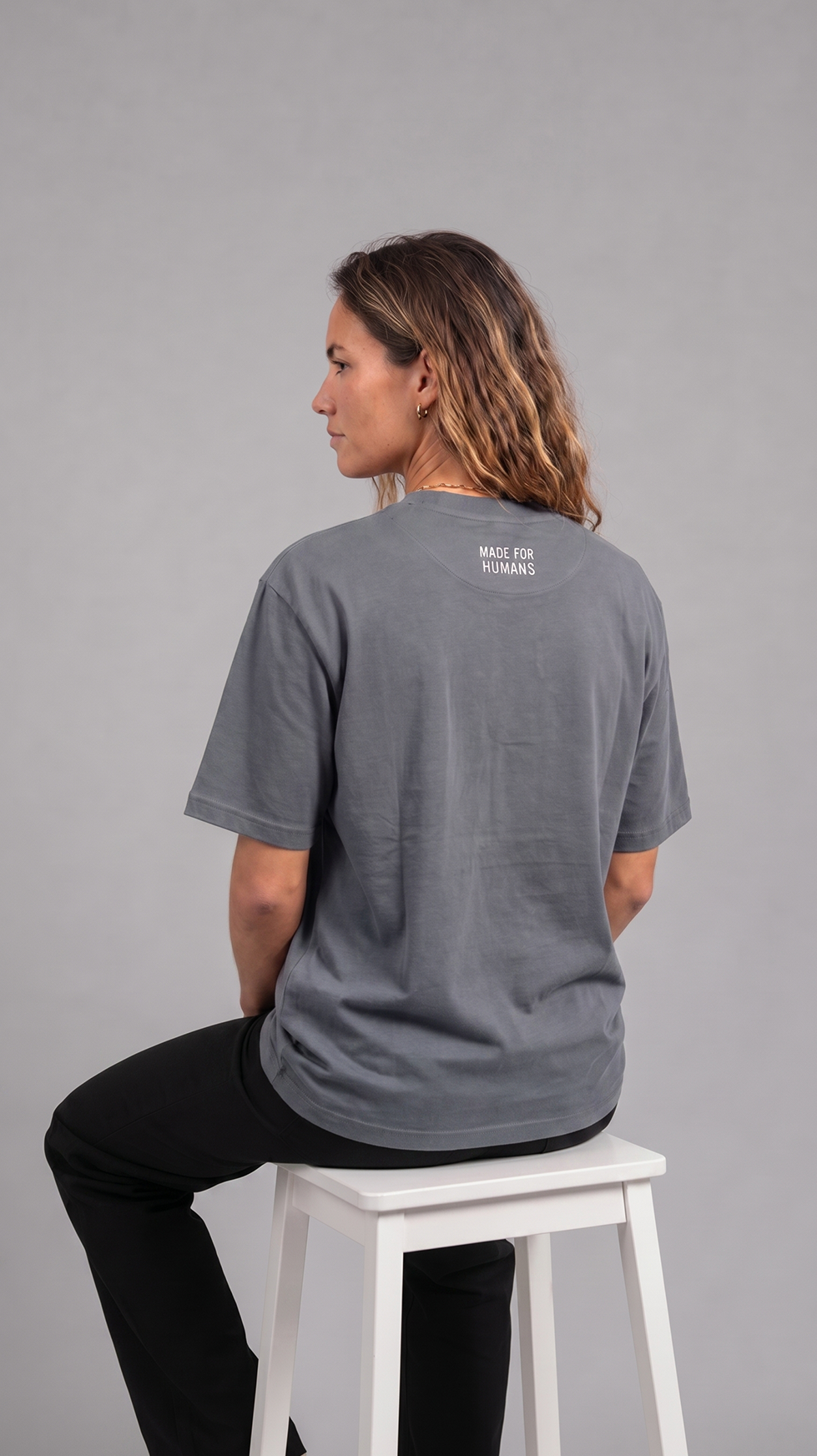 MADE FOR HUMANS oversized cotton t-shirt in Grey — detail view